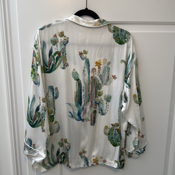 Washable Silk Marina Pajama Set in Cacti Watercolor - Picture 8 of 13
